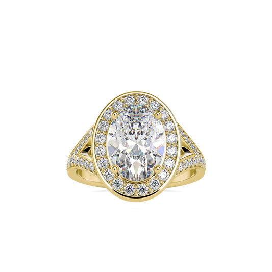 Halo Sparkling Diamond Engagement Ring Yellow gold