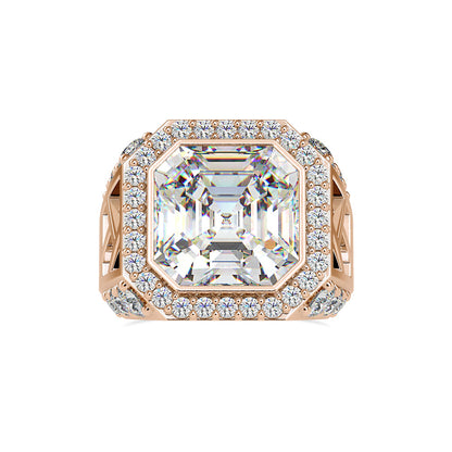 Asscher Halo Diamond Ring Rose gold