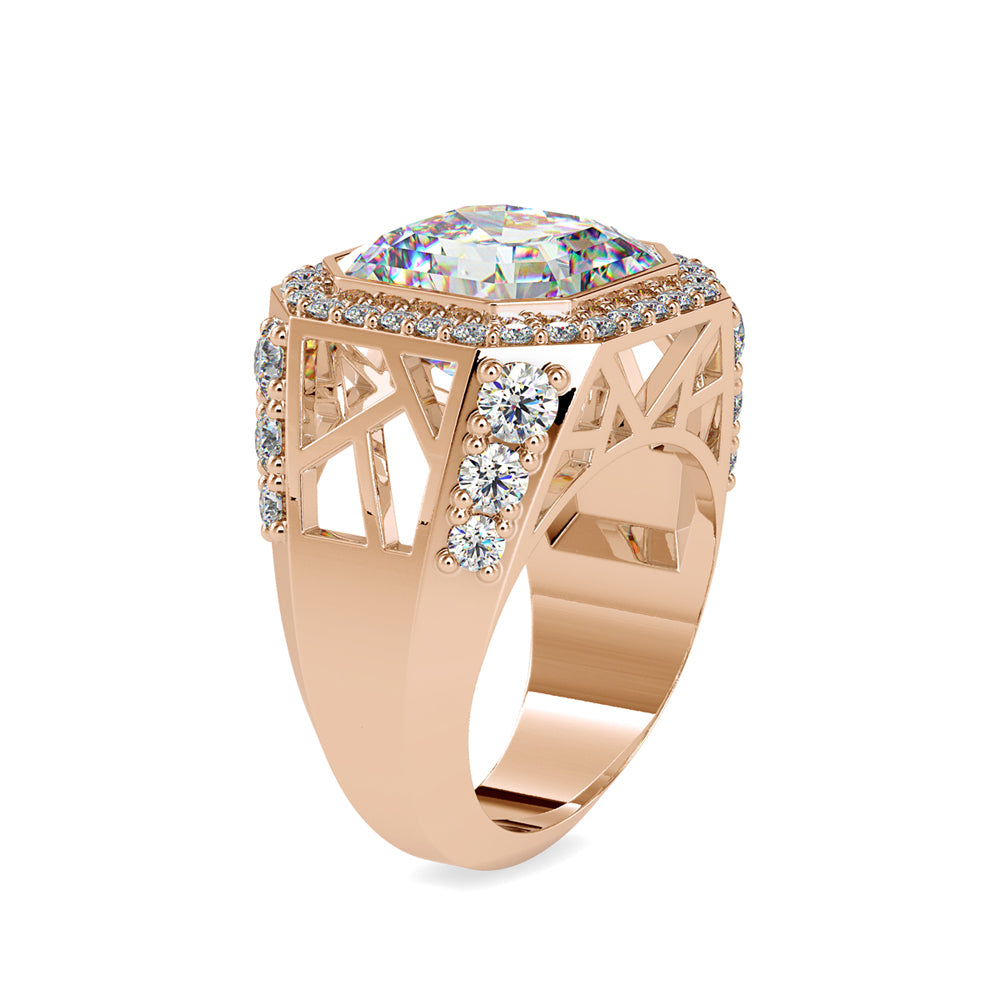 Asscher Halo Diamond Ring Rose gold