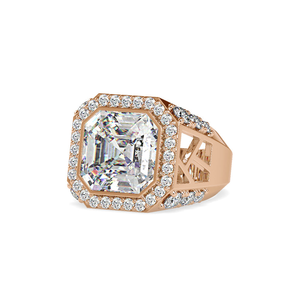 Asscher Halo Diamond Ring Rose gold