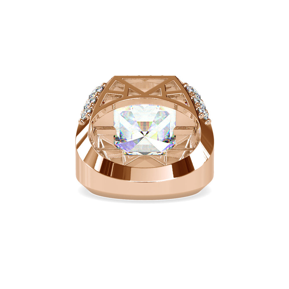 Asscher Halo Diamond Ring Rose gold