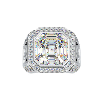 Asscher Halo Diamond Ring Platinum