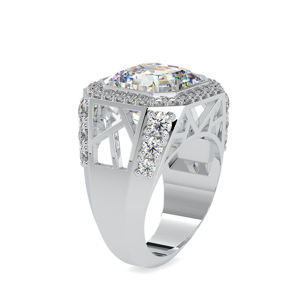 Asscher Halo Diamond Ring White gold