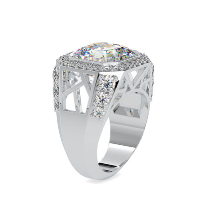 Asscher Halo Diamond Ring White gold