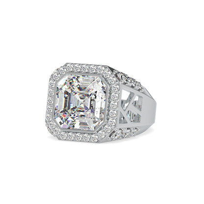 Asscher Halo Diamond Ring Platinum