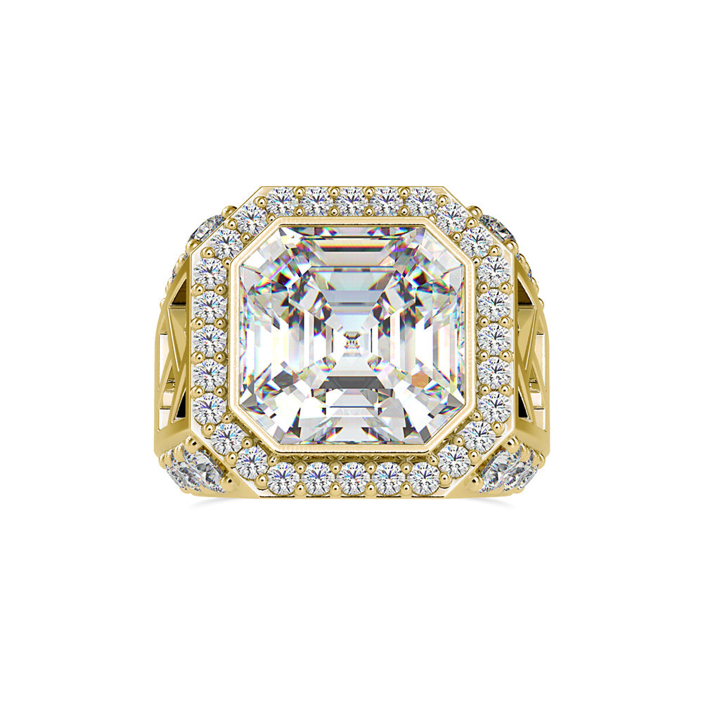 Asscher Halo Diamond Ring Yellow gold