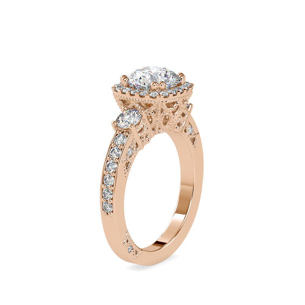 Heaven Halo Queen Diamond Ring Rose gold