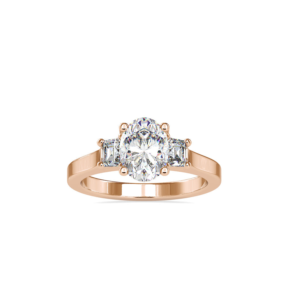 Oval 3 Stone Diamond Engagement Ring Rose gold