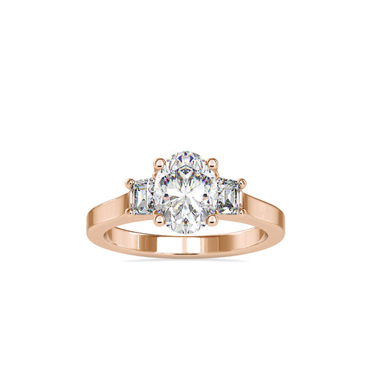 Oval 3 Stone Diamond Engagement Ring Rose gold