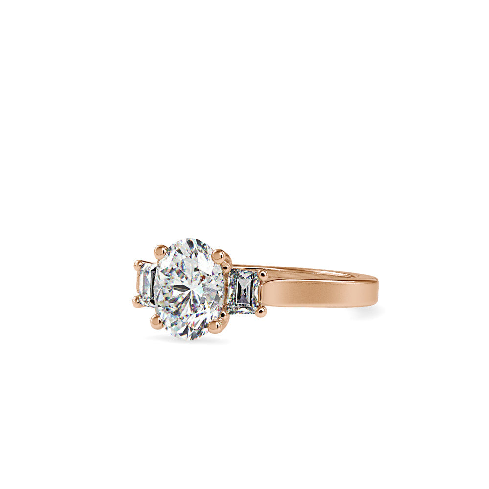 Oval 3 Stone Diamond Engagement Ring Rose gold