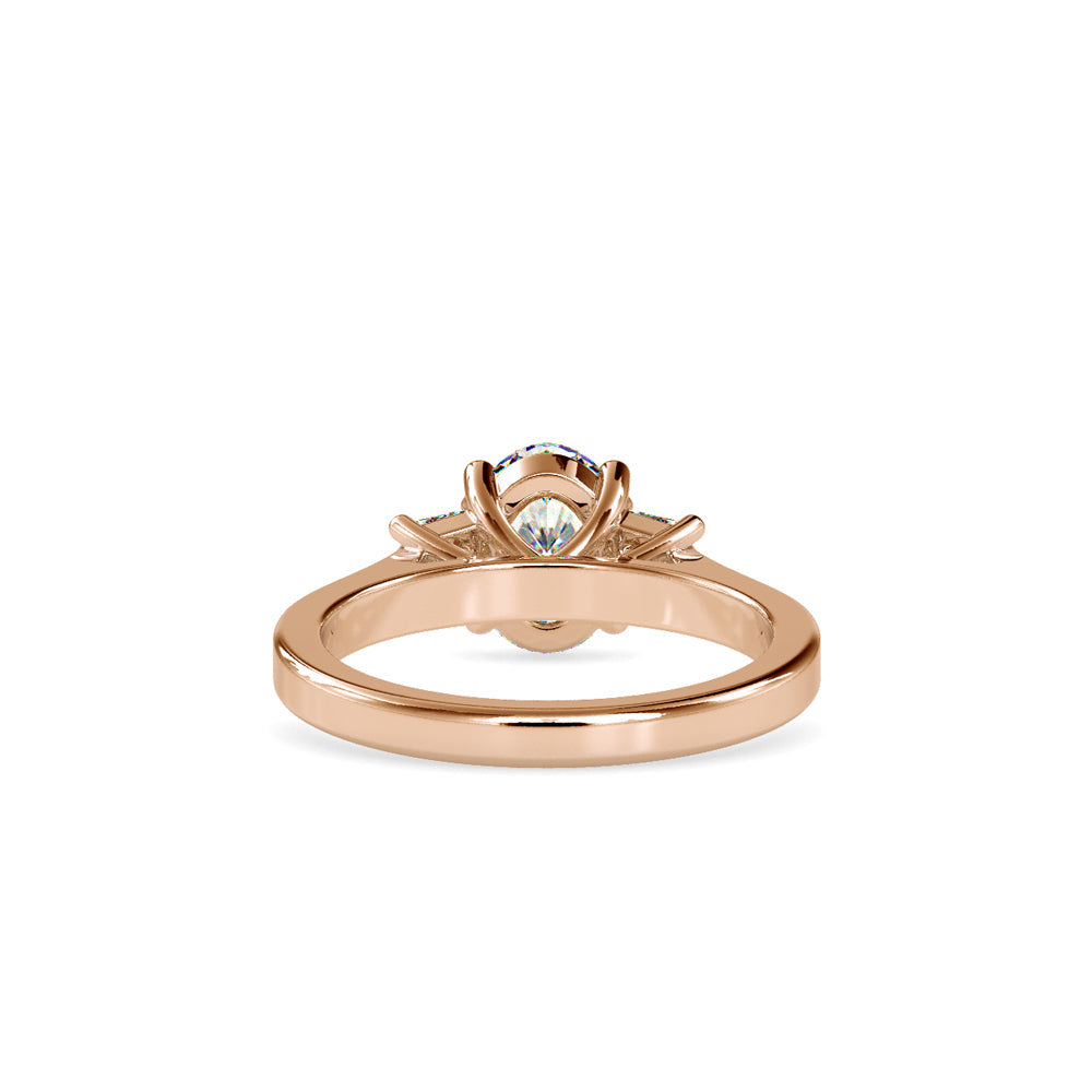 Oval 3 Stone Diamond Engagement Ring Rose gold