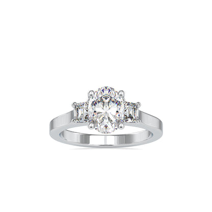 Oval 3 Stone Diamond Engagement Ring White gold