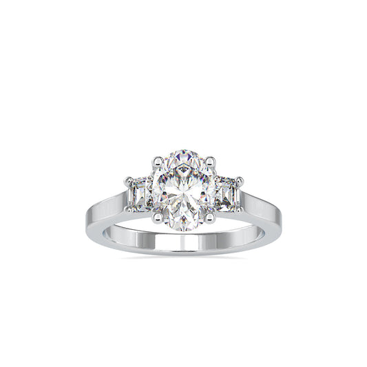 Oval 3 Stone Diamond Engagement Ring Platinum