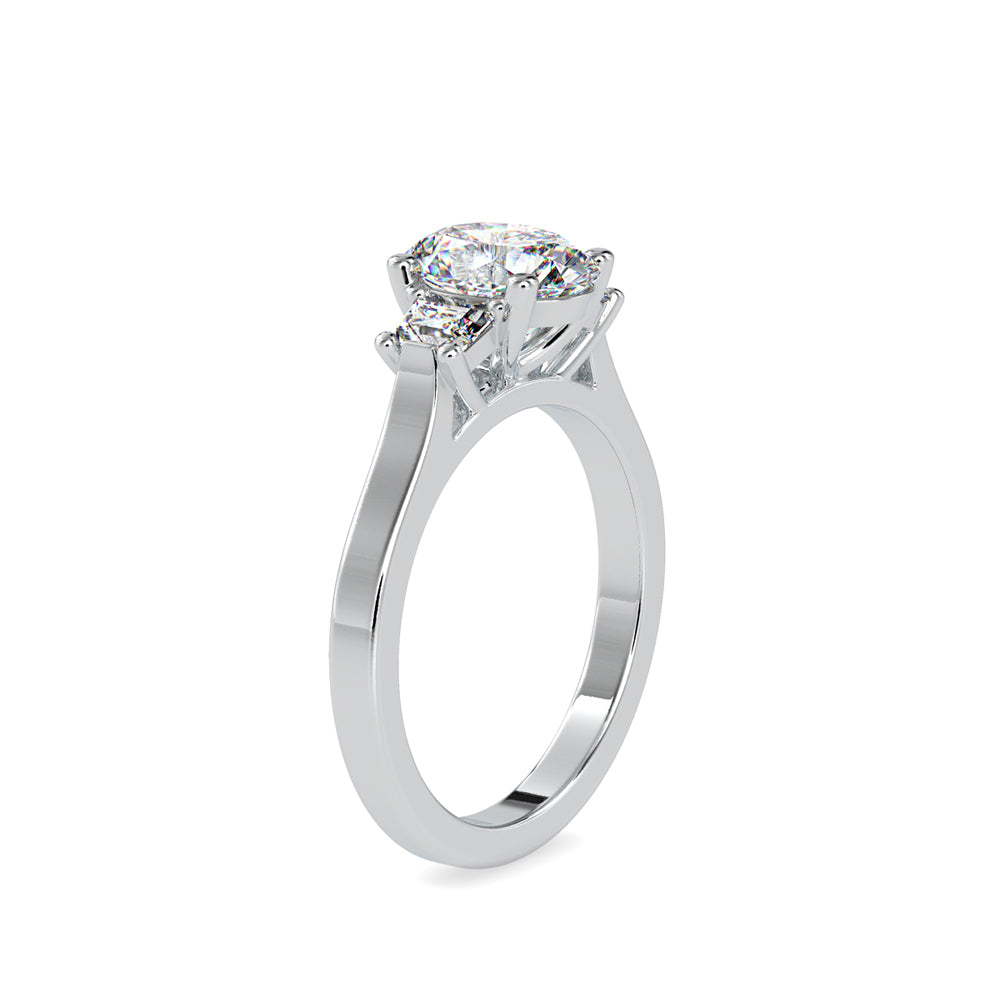 Oval 3 Stone Diamond Engagement Ring Platinum