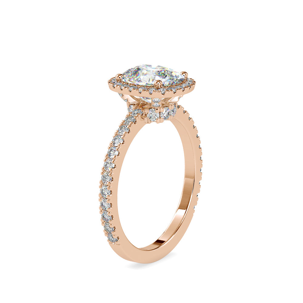 Oxeria Cushion Halo Diamond Ring Rose gold