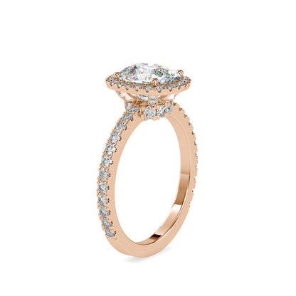 Oxeria Cushion Halo Diamond Ring Rose gold