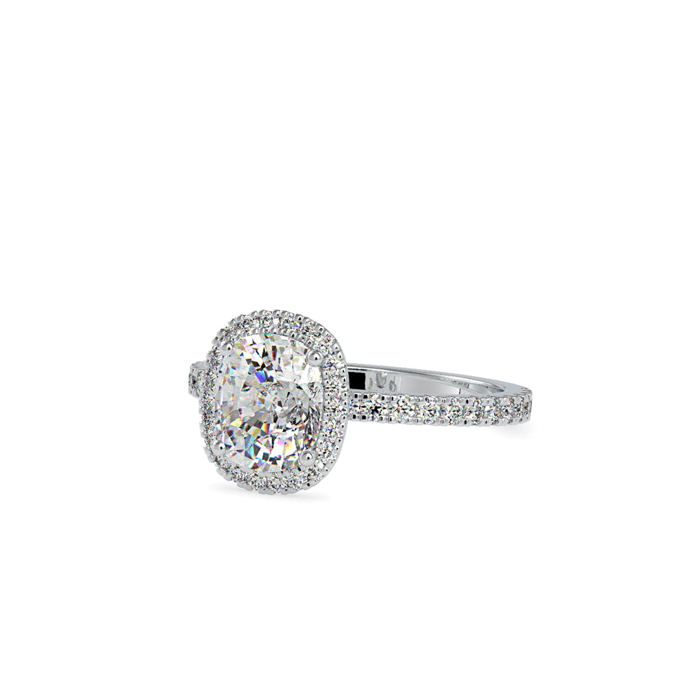 Oxeria Cushion Halo Diamond Ring White gold