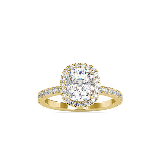 Oxeria Cushion Halo Diamond Ring Yellow gold