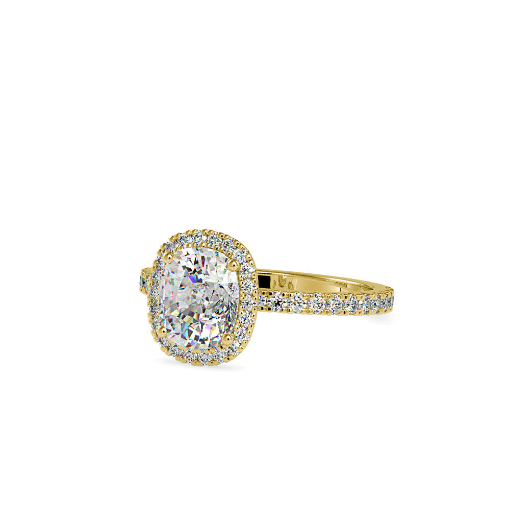 Oxeria Cushion Halo Diamond Ring Yellow gold