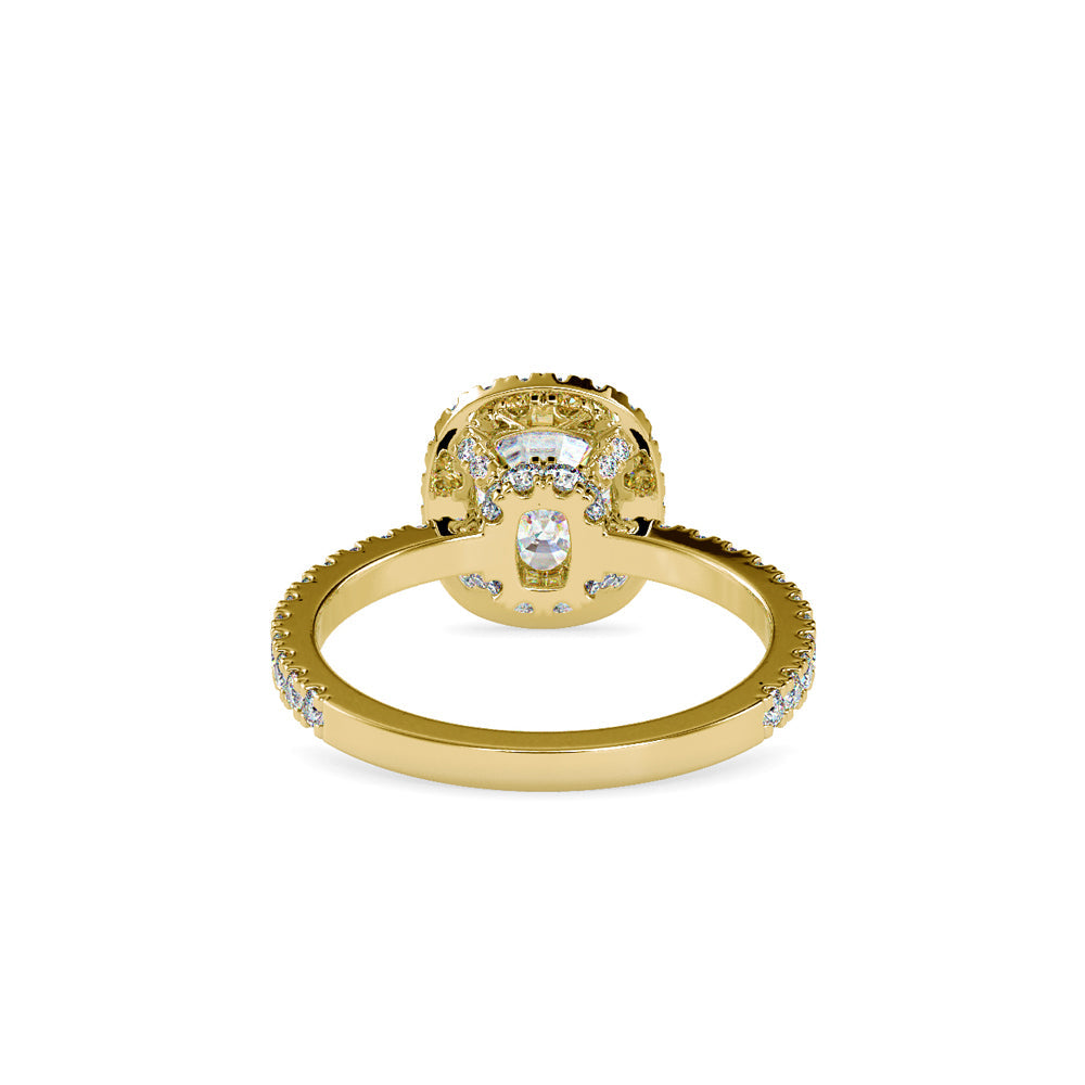 Oxeria Cushion Halo Diamond Ring Yellow gold