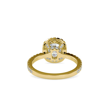 Oxeria Cushion Halo Diamond Ring Yellow gold