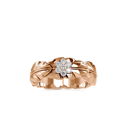 Diamond Flower On Love Leaf Engagement Rings Rose gold