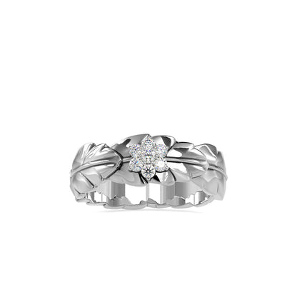 Diamond Flower On Love Leaf Engagement Rings White gold