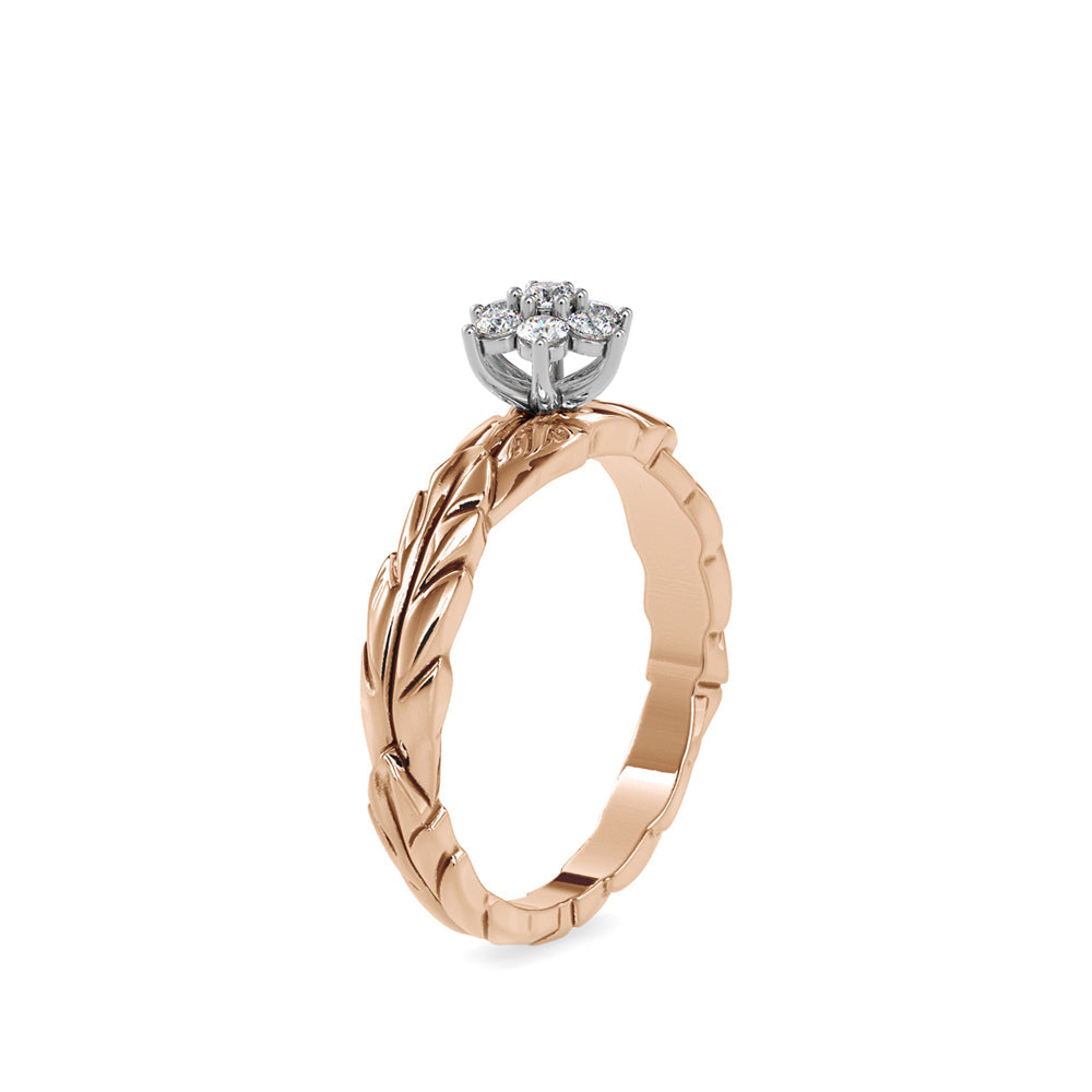 Diamond Leaf Crown Engagement Ring Rose gold