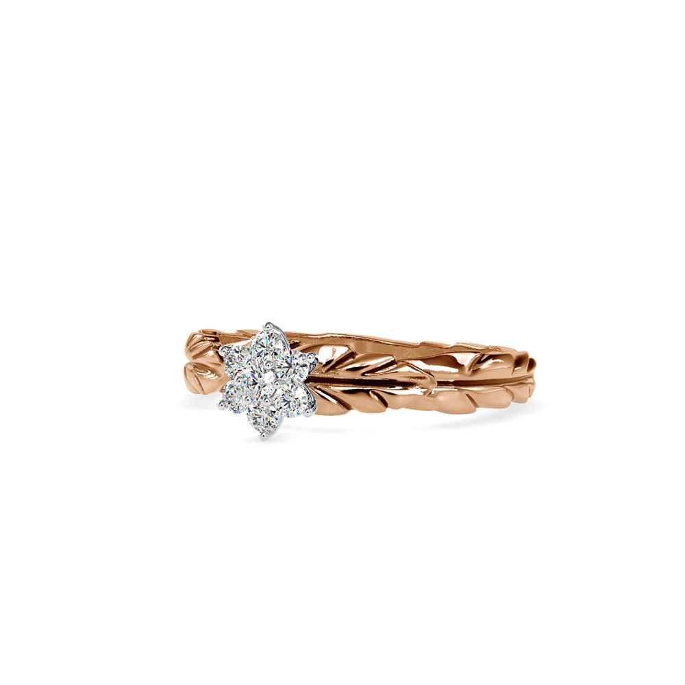 Diamond Leaf Crown Engagement Ring Rose gold