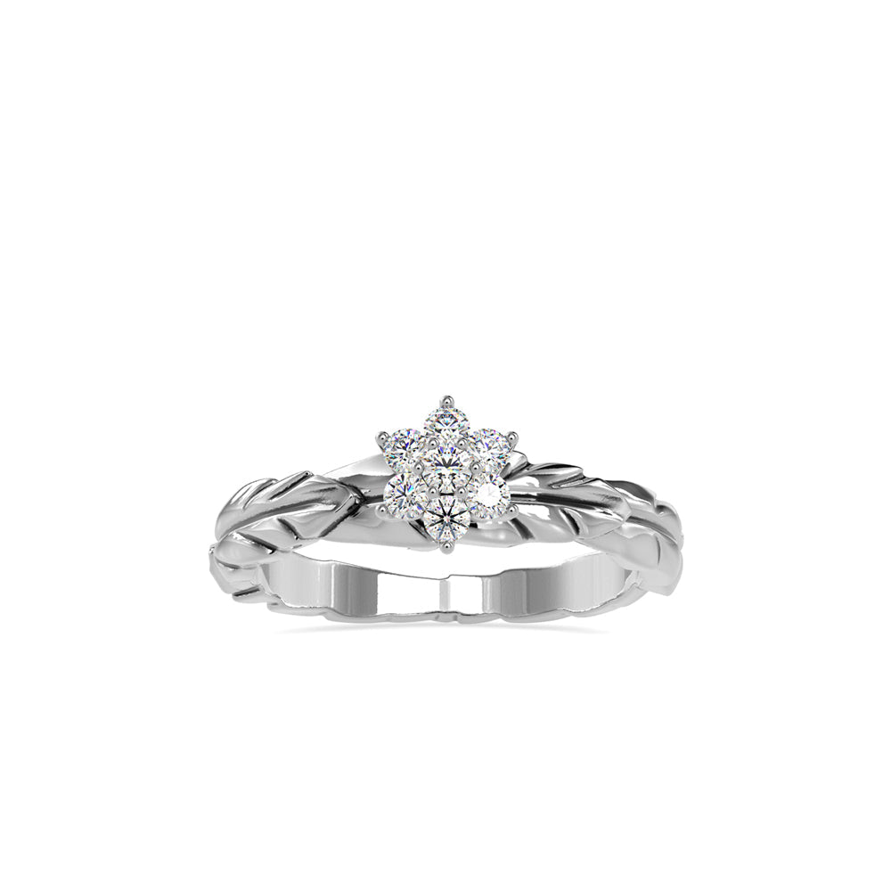 Diamond Leaf Crown Engagement Ring White gold