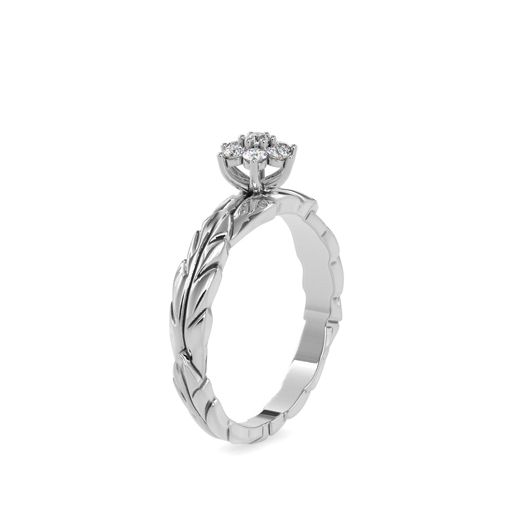 Diamond Leaf Crown Engagement Ring White gold