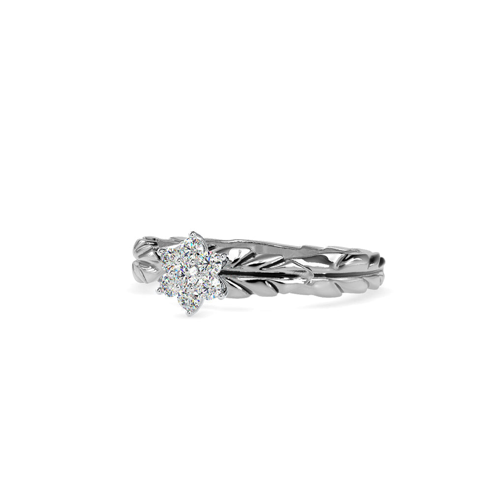 Diamond Leaf Crown Engagement Ring White gold