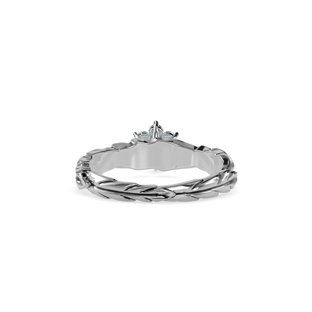 Diamond Leaf Crown Engagement Ring White gold