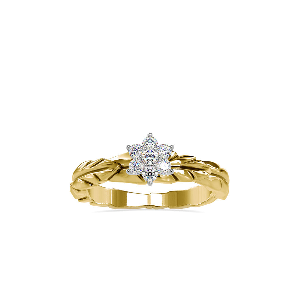 Diamond Leaf Crown Engagement Ring Yellow gold