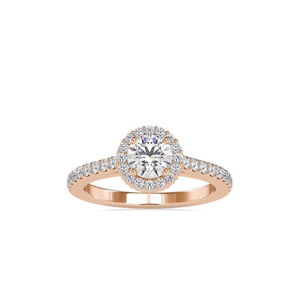 Delight Solitaire Diamond Halo Engagement Ring Rose gold