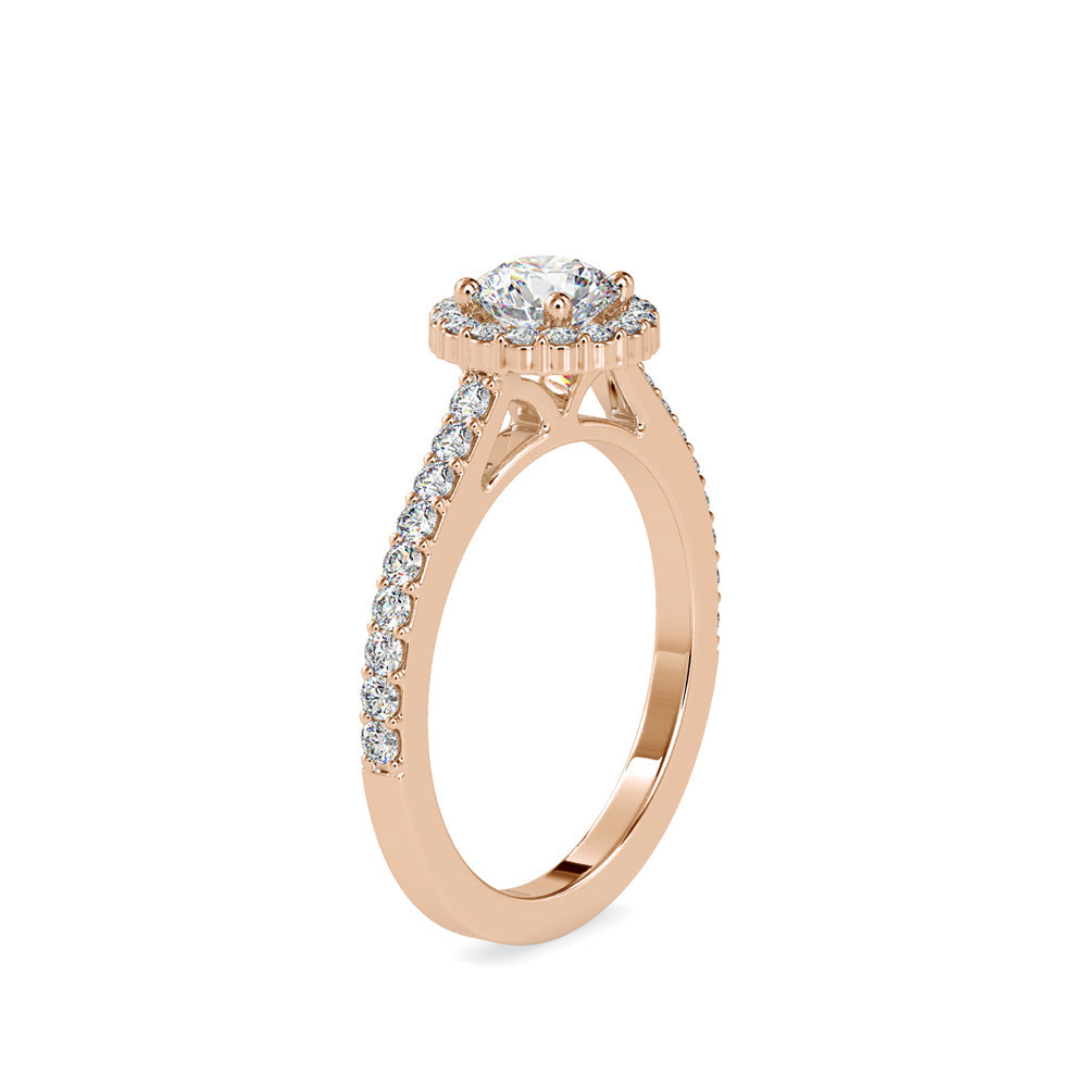 Delight Solitaire Diamond Halo Engagement Ring Rose gold