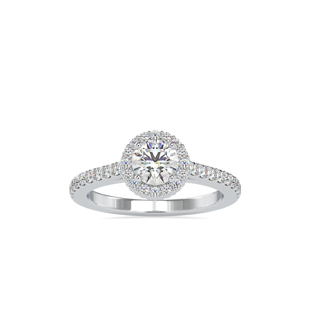 Delight Solitaire Diamond Halo Engagement Ring White gold