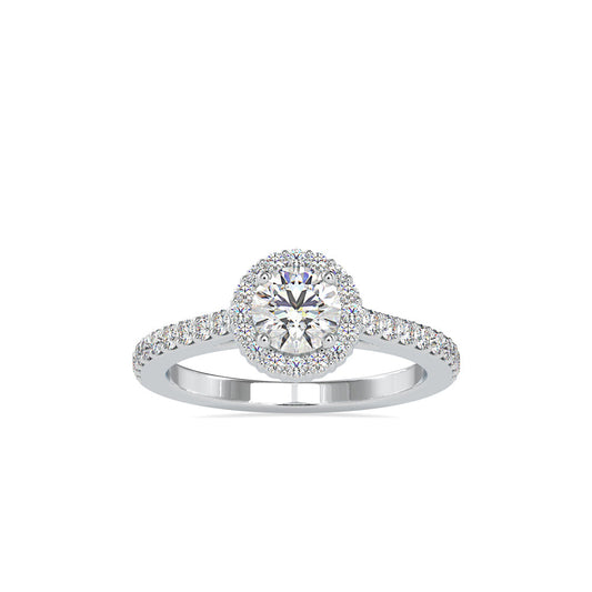 Delight Solitaire Diamond Halo Engagement Ring Platinum