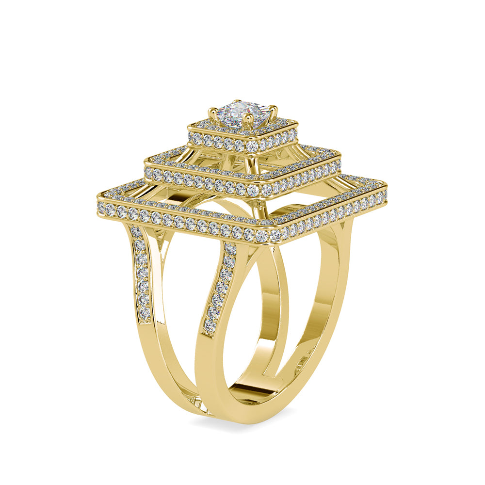 Elenore Royal Princess Halo Diamond Ring Yellow gold