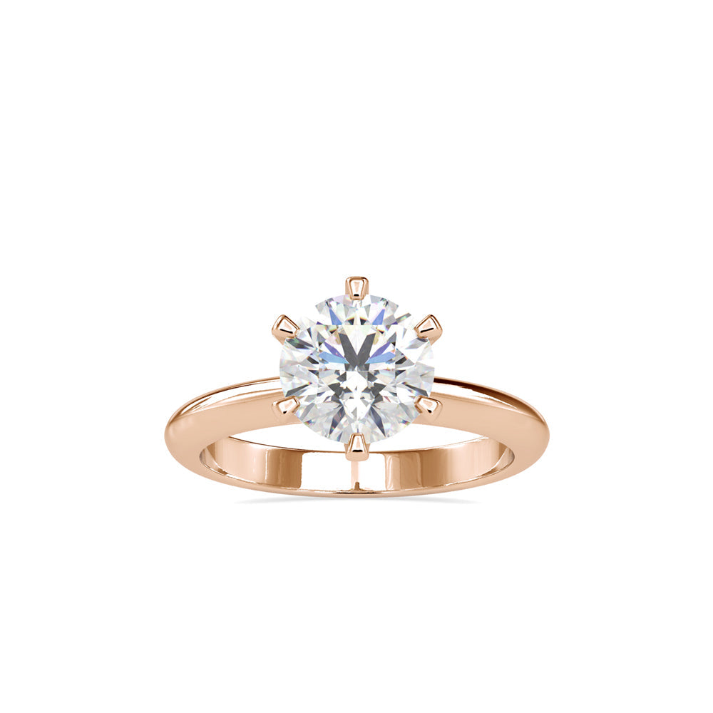 Six Prong Round Brilliant Cut Diamond Ring Rose gold