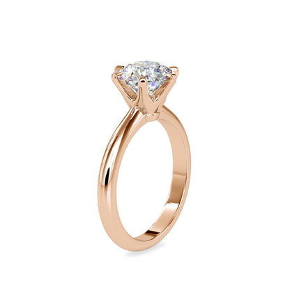 Six Prong Round Brilliant Cut Diamond Ring Rose gold