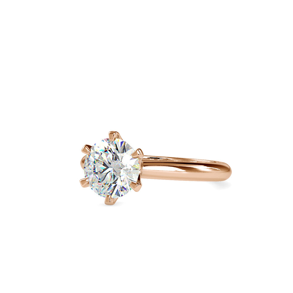 Six Prong Round Brilliant Cut Diamond Ring Rose gold