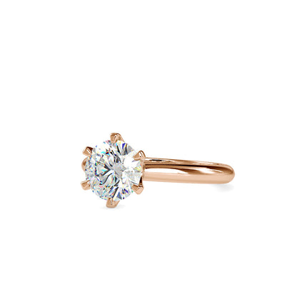 Six Prong Round Brilliant Cut Diamond Ring Rose gold