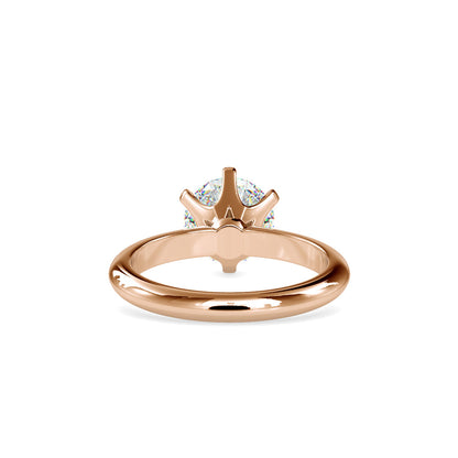 Six Prong Round Brilliant Cut Diamond Ring Rose gold