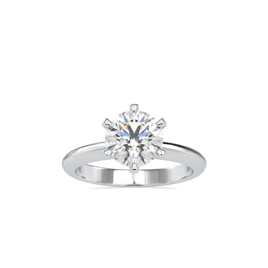 Six Prong Round Brilliant Cut Diamond Ring White gold