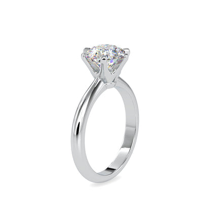 Six Prong Round Brilliant Cut Diamond Ring White gold