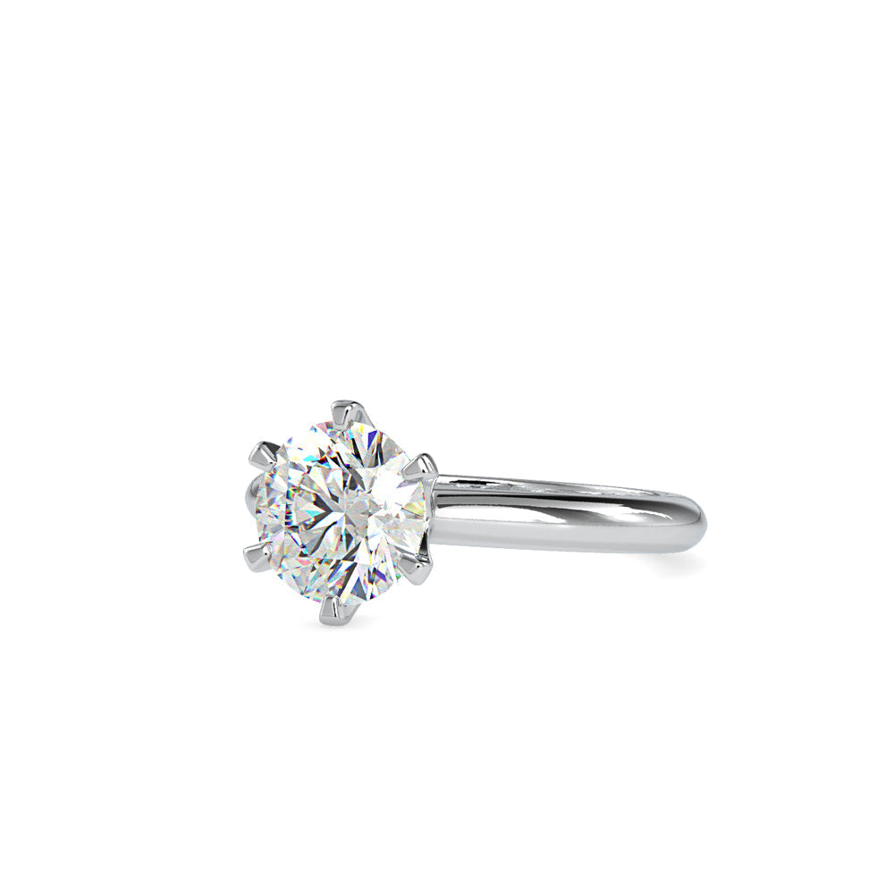 Six Prong Round Brilliant Cut Diamond Ring White gold