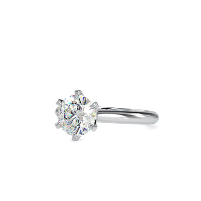 Six Prong Round Brilliant Cut Diamond Ring Platinum