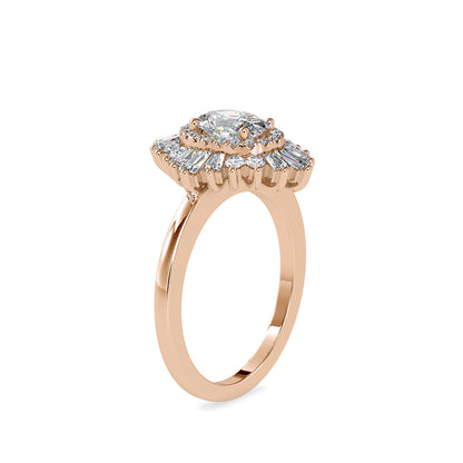 Big Oval Halo Diamond Engagement Ring Rose gold