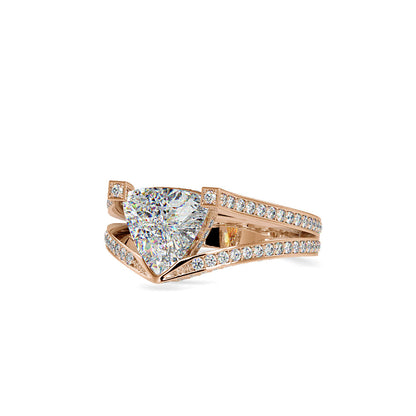 Pure White Heart Engagement Diamond Ring Rose gold